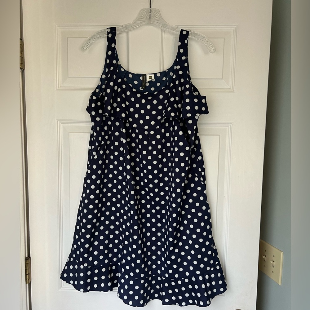 Navy & White Polka Dot Nursing Dress